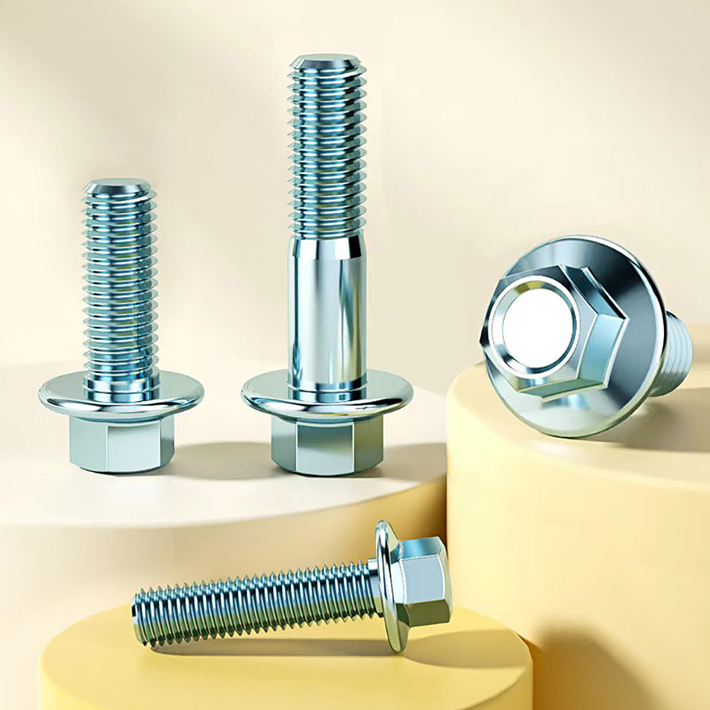 Furniture Grade Hardware - สลักเกลียวหัวหกเหลี่ยมชุบสังกะสี เกรด 8.8 ขนาด M5-M12 พร้อมแหวนรอง,