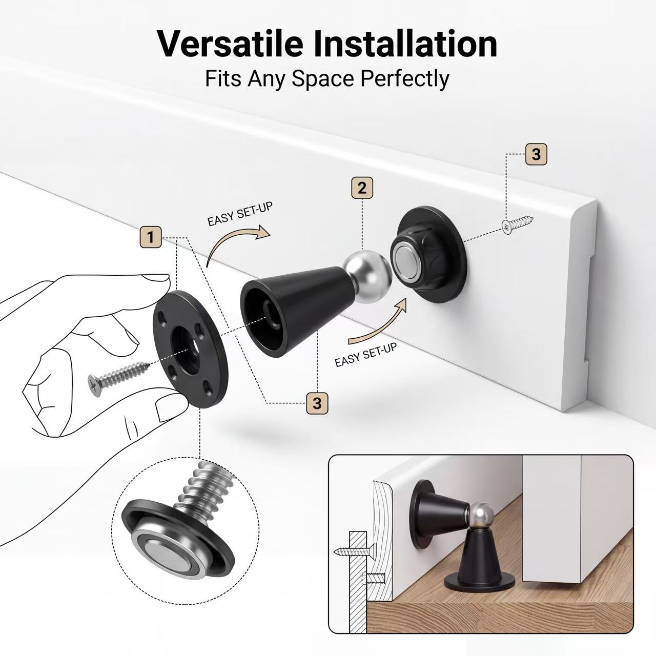 ตัวกั้นประตูแม่เหล็กแบบไม่ต้อง - Magnetic Catch Door บทวิจารณ์และราคา